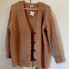 Button Down Cardigan. Size Xs. Chestnut Marle. Nwt. Everyday Brown Cardigan With Button Closure, Brown Cardigan With Button Closure For Everyday, Brown Button-up Cardigan, Trendy Brown Button-up Cardigan, Crochet Bandeau Top, Boxy Cardigan, Long Grey Cardigan, Cropped Cardigan Sweater, Button Down Cardigan