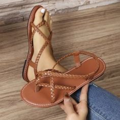 Olivia Mark - Woven Toe Separator Flat Beach Sandals - Casual Footwear for Leisure Toe Separator, Long Sleeve Fitted Dress, Casual Footwear, Sandals Casual, Pretty Legs, T Strap Sandals, Beach Sandals, Casual Sandals, Platform Sneakers