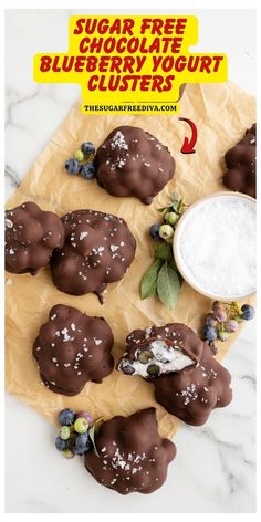 chocolate covered blueberry clusters with sugar and sprinkles