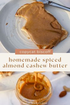 homemade spiced almond cashew butter on a white plate