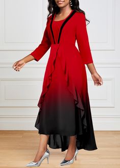 Streetwear Outfit Ideas, High Low Gown, Square Neck Dress, Red High, Trendy Clothes For Women, Trendy Dresses, African Clothing, Elegant Fashion, Women's Fashion Dresses