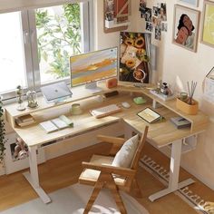 FEZIBO/Home Office Furniture/Wood/Desks - Bed Bath & Beyond - 39003600 L Shaped Standing Desk, Atelier Decor, Office Corner, Cozy Desk, Cozy Home Office, Desk Inspiration, Youtube Studio, Study Room Decor, Studio Ideas