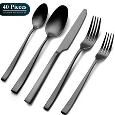 four forks and two spoons are shown with the words 40 pieces written on them