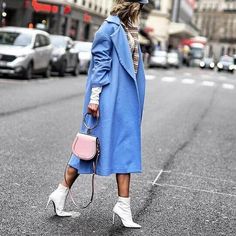 Blue Lapel Wool Over Coat Over Coat, Hip Clothes, Blue Coat, Blue Coats, L And Light, Ankle Bones, Blue Pattern, Wool Coat, Daily Fashion