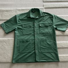 Brand: Boohooman Color: Green Condition: New (Never Worn) Size: Small Will Iron When Sold Green Tops With Pockets For Streetwear, Green Short Sleeve Camp Shirt With Pockets, Green Casual Short Sleeve Shirt With Pockets, Casual Green Short Sleeve Shirt With Pockets, Green Button-up Camp Shirt With Pockets, Green Relaxed Fit Camp Shirt With Pockets, Green Collared Top With Pockets, Green Collared T-shirt For Streetwear, Green Casual Shirt For Streetwear