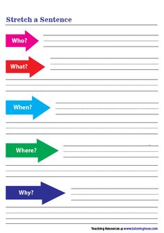 the worksheet for writing sentences with arrows