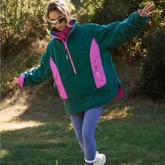 I Love This Fleece! But I Live In A Warm Climate And Don't Get To Wear It Enough. Questions? Leave A Comment Below! Outdoor Winter Half-zip Fleece Jacket, Cozy Half-zip Outdoor Outerwear, Winter Outdoor Half-zip Fleece Jacket, Athleisure Fleece Jacket For Outdoor Activities, Sporty Fleece Jacket With Cozy Fit, Sporty Cozy Fit Fleece Jacket, Athleisure Fleece Jacket For Winter Sports, Cozy Fit Sportswear For Sports, Pink Hooded Fleece Jacket For Outdoor