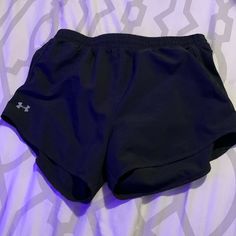 Never Worn, Great Condition, New, Fit Up To Medium Under Armour Black Workout Bottoms, Under Armour Black Shorts With Elastic Waistband, Under Armour Black Shorts With Built-in Shorts, Under Armour Black Athleisure Shorts, Under Armour Black Sports Shorts, Under Armour Casual Black Shorts, Under Armour Black Stretch Athletic Shorts, Black Stretch Athletic Shorts By Under Armour, Under Armour Black Sporty Shorts