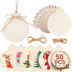 PRICES MAY VARY. 【Package Included】You will receive 50pcs of wooden ornaments for crafts. DIY Christmas ornaments approx 4.5-inch diameter, 0.1-inch thickness. The blank wood circles have 50pcs long jute twines(16in) and 50pcs short jute twines(8in). The longer one is easy to hang on the Christmas tree and the shorter one is great for dressing up the wood discs. A sufficient quantity is enough to meet your party decoration needs. 【Premium Material】These unfinished natural wood slices for crafts Paint Diy Crafts, Santa Claus Decorations, Diy Jul, Christian Ornaments, Diy Santa, Diy Projektit, Wooden Christmas Decorations, Diy Christmas Tree Ornaments, Wooden Christmas Ornaments