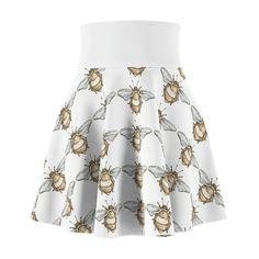 Super cute and uniqe Queen Bee Skirt One of a kind bold fashion statement Vintage look A versatile fit AOP skater skirt with a cozy, soft touch and a casual look. Inspired by the freedom of creativity, it will instantly become your everyday favorite. .: 95% Polyester 5% Spandex .: Versatile fit .: Printed on care label in black color .: White thread color .: Assembled in the USA from globally sourced parts Girls Skirts, Queen Bee, Queen Bees, Bumble Bee, Vintage Looks, Skater Skirt