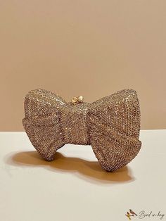 BirdinBag - Glamorous Rhinestone Bow Bag with Chain - Small Novelty for Party Exudes Style Party Clutch With Rhinestones, Luxury Rhinestone Evening Bag For Party, Luxury Rhinestone Party Evening Bag, Glamorous Rhinestone Party Clutch, Glamorous Evening Bag With Rhinestones For Party, Glamorous Party Clutch With Bling, Party Clutch Evening Bag With Chain, Chain Clutch Evening Bag For Party, Elegant Evening Bag With Bling For Parties