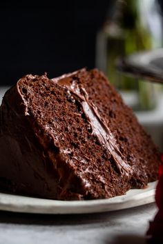 a slice of chocolate cake on a plate