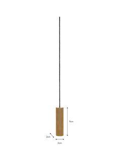 a tall wooden pole with two black poles on it and measurements for the height of each pole