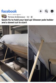 a tweep about how to fix a bed in a storage compartment on facebook