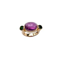 Crafted from solid 18k gold, this three stone ring features a stunning Pink Tourmaline cabachon... Chrome Diopside Ring, Fine Jewelry Rings, Three Stone Ring, Three Stone Rings, Chain Ring, Three Stone, Pink Tourmaline, Stone Ring, Semi Precious Gemstones