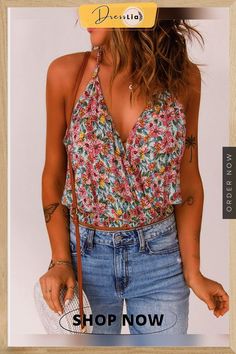 Women's Tank Tops Floral Sling V-neck Cropped Tank Top Women's Tank Tops, Color Pick, Fashion Colours, Purple Green, Cropped Tank Top, Crop Tank, Pink Purple, Floral Tops, Tank Tops Women