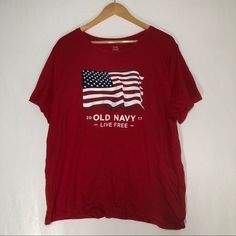 Brand: Old Navy Relaxed Size: Xxl Color: Red, White, & Blue Style: Tshirt / Shirt Rn 54023 Condition: 10/10 No Flaws, Unworn Ask Questions! Bundle 3 Items To Receive Free Shipping. #Tshirt #Shirt #Usa #Oldnavy #Xxl Casual Red T-shirt With American Flag Print, Red Crew Neck T-shirt With Flag Print, Patriotic Red Cotton T-shirt, Red Casual T-shirt With Flag Print, Casual Red T-shirt With Flag Print, Red Cotton Top With American Flag Print, Red Cotton Top For 4th Of July, Red Cotton Tops For 4th Of July, Red Graphic Tee With American Flag Print