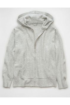 Sweater knit/Hooded/Long sleeves/Zip-up front Jackets Zip Up, Gray Zip Up, Grey Zip Up, Zip Up Hoodie Outfit Aesthetic, Grey Zip Up Hoodie Outfit, Gray Zip Up Hoodie, Grey Zip Hoodie, Oversized Zip Up Hoodie, Sweater With Zipper