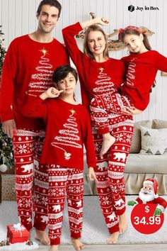 Family Matching Pajamas, Holiday Pjs, Family Look, Red Christmas Tree, Sporting Dogs, Matching Pajamas, Family Pajamas, Making Memories, Christmas Pajamas