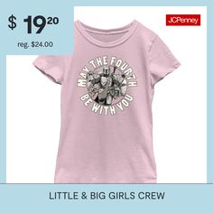 This little and big girls' Star Wars graphic t-shirt is a fun casual style for her to wear for Fourth of July celebrations. Crafted from soft cotton-knit, this tee has a crew neckline and short sleeves. Style it with leggings or a skirt. Character: Star WarsClosure Type: Pullover HeadFit: Slim FitNeckline: Crew NeckSleeve Length: Short SleeveApparel Length: 22.5 InchesFiber Content: 100% CottonFabric Description: KnitCare: Tumble Dry, Machine WashCountry of Origin: Imported Tops Graphic, Sleeves Style, Large Shirts, Cotton Knit, Crew Neckline, Casual Style, Shirts Tops, Graphic T Shirt, Graphic Tshirt