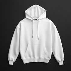 White Hooded Sweater With Drawstring, White Hooded Sweater For Streetwear, White Sweater With Drawstring Hood For Streetwear, Basic White Hoodie For Streetwear, White Hoodie With Adjustable Hood, White Fleece Hoodie Sweater, White Drawstring Hoodie Sweatshirt, Basic White Cotton Hoodie, White Hoodie With Kangaroo Pocket