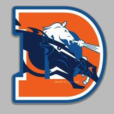 an orange and blue sticker with a horse holding a baseball bat in it's mouth