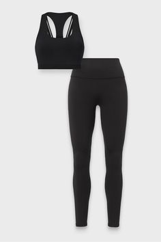 Boost 2-Piece Outfit Fabletics black/black female Activewear >> Womens >> Outfits regular High Stretch Black Yoga Set, High Stretch Black Yoga Sets, Black Sporty Yoga Sets, Black Athleisure Yoga Set, Black Fitted Workout Sets, Black Athleisure Set For Gym, Black Moisture-wicking Gym Set, Black Moisture-wicking Gym Sets, Fitted Black Sports Sets