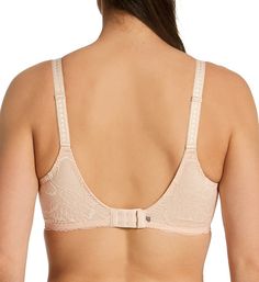 This everyday, full coverage bra has a beautiful, elegant look and gives wonderful support with seamed cups. Made from nylon, polyester, and elastane. Multi-part, underwire cups are unlined (unpadded) with angled and vertical seams for shape. Cross-dyed, Leavers floral lace cup has a tulle lining for support. Scalloped trim at the neckline has sewn-on elastic at the edge for fit. Panel beside cup is breathable point d'esprit mesh. Center - tall, narrow, arched center panel. Sewn-on elastic under Full Coverage Shaping Nursing Bra With Padded Cups, Shaping Full Coverage Nursing Bra With Padded Cups, Contoured Full Coverage Padded Bra, Fitted Underbust Nursing Bra, Supportive Padded Full Coverage Nursing Bra, Full Coverage Bra With Medium Bust Support, Full Coverage Fitted Bra With Removable Pads, Classic Full Coverage Nursing Bra With Medium Support, Classic Full Coverage Bra With Padded Cups