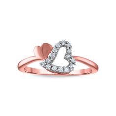 1/7 CTW Diamond Promise Heart Ring in 10KT Rose Gold Rose Gold Diamond Heart Ring For Proposal, Rose Gold Rings For Valentine's Day, Valentine's Day Rose Gold Heart Ring, Diamond Ring For Valentine's Day Proposal, Rose Gold Promise Rings For Mother's Day, Rose Gold Diamond Heart Ring For Promise, Mother's Day Diamond Heart Promise Ring, Mother's Day Rose Gold Promise Ring, Valentine's Day Diamond Proposal Rings