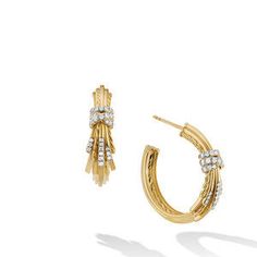 David Yurman at Vanscoy, Maurer & Bash David Yurman Earrings, Diamond Collection, Diamond Guide, Metal Shop, Birthstone Gifts, Yellow Gold Earring, Huggie Hoop Earrings