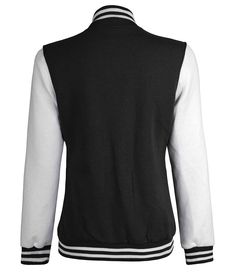 White and Black Varsity Jacket
This Women's Letterman Jacket Black And White is a fashion-forward piece for all seasons. Featuring a fleece body and viscose lining, rib-knit collar and button closure, a regular fit, and two pockets, this black fleece jacket can be paired with your favorite t-shirt or leggings. A perfect varsity jacket for all your casual styles. Plain Varsity Jacket, Black Letterman Jacket, Black Varsity Jacket, Jacket Baseball, School Jacket, High School Fashion, Sporty Chic Style, White Sleeves, Varsity Letterman Jackets