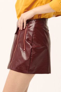 Front zip fly closure Asymmetric waistline Faux leather skirt Snap button detail 100% Polyurethane Professional Clean Only / Do Not Tumble Dry S: Waist: 35cm (13.8in) / Hip: 45cm (17.7in) / Hem: 51cm (20.1in) / Length: 37cm (14.6in) / M: Waist: 36cm (14.2in) / Hip: 46cm (18.1in) / Hem: 52cm (20.5in) / Length: 38cm (15.0in) / Model's height is 5′ 6″ (173.5cm) Bust 30in Waist 23.6in Hip 34.6in and wearing S/M 사이즈 정보Size information (단위:cm)(Unit : inch) SS 사이즈 정보 Size information 허리Waist 3513.8 엉덩이 Bohemia Style, Faux Leather Skirt, Burgundy Color, Women Dress, Dress Fashion, Button Detail, Snap Button, Leather Women