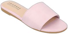 Synthetic Slip-on Slides For Spring, Pink Open Toe Slip-on Sandals, Pink Slip-on Open Toe Sandals, Spring Slip-on Slide Slippers, Modern Pink Slides For Spring, Spring Slip-on Synthetic Slides, Slip-on Synthetic Slides For Spring, Modern Cushioned Slippers For Spring, Modern Flat Summer Slippers