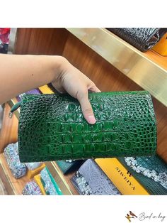 Bird in Bag - Patent Leather Crocodile Pattern Handbag Green Details, Handbag Patterns, Crocodile Pattern, Cleaning Materials, Bird In Bag, Bag Bag, Square Bag, Patent Leather, Buckle