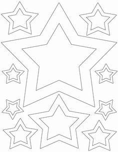 a star pattern with five different stars in the middle and four smaller ones on each side