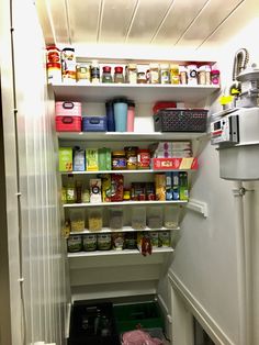 the pantry is stocked with all kinds of food