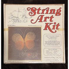 a book with an image of a butterfly on it's cover and the title, string art kit