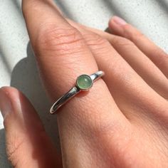 This dainty ring was handmade with sterling silver 925 and genuine 4 mm wide green aventurine. ⟢ Packaging: I place jewelry in gift boxes. A polishing cloth is included so you can easily polish your jewelry. ⟢ Shipping: All jewelry pieces are shipping worldwide! The shipping tracking number will be provided. ⟢ Returns: Money back guarantee. It's extremely important to me that you are 100% happy with your order. You can return this piece of jewelry within 14 days of delivery. If you have any ques Green And Silver Engagement Rings, Aventurine Ring, Rings Minimalist, Zierlicher Ring, Handmade Rings, Silver Engagement Rings, Dainty Ring, Green Aventurine, Stackable Rings