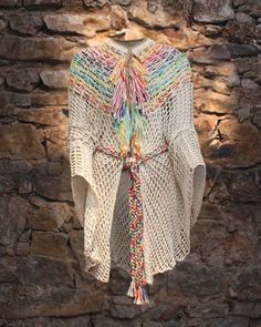 Crochet poncho, crochetted wrap, fringes poncho, spring summer cover up, colorful poncho Crochet Baby Shawl, Baby Boy Crochet Blanket, Fabric Clothes, Crochet Lace Blouse, Summer Cover Up, Words Beautiful, Baby Shawl, Poncho Wrap, Crochet Baby Girl