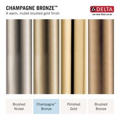 the different shades of bronze and bronze are shown in this brochure, which includes metallic