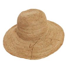 Indulge in elegant sun protection with the Nova Wide Brim Crocheted Raffia Palm Sun Hat. Crafted with a round crown shape, this hat boasts a stylish downturn brim for added flair. Stay chic and sheltered from the sun with this premium accessory. Chic Vacation Hat With Curved Brim, Chic Curved Brim Hat For Vacation, Chic Cloche Hat With Short Brim For Vacation, Elegant Bucket Hat With Upf 50+, Elegant Upf 50+ Bucket Hat, Chic Lightweight Curved Brim Straw Hat, Elegant Lightweight Natural Hat, Elegant Lightweight Natural Color Hat, Chic Woven Sun Hat With Wide Brim