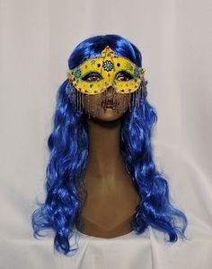 "Beaded masquerade ball mask OOAK - Mardi Gras - Carnival - Halloween - costume mask These wonderful & whimsical beaded masks are handcrafted & all each one is a unique and One of a Kind (OOAK) piece. These are not only great as art to be displayed on a wall or shelf, but also made sturdy enough to be used for costume purpose. One size fits most adults These masks are created using mask blanks that I have covered with several layers of tissue paper & decoupage. They have been further Yellow Halloween Cosplay Costume, Fantasy Style Masquerade Mask For Cosplay Events, Fantasy Eye Mask For Cosplay, Themed Masquerade Mask For Costume Party And Cosplay, Masquerade Eye Mask For Cosplay Events, Gold Masquerade Mask For Carnival Cosplay, Gothic Masquerade Mask For Carnival Cosplay, Carnival Cosplay Masks And Prosthetics, Gothic Masks And Prosthetics For Carnival And Cosplay