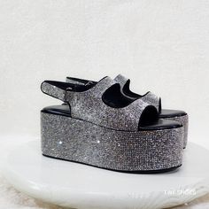 Oh Yeah - Platform By Cape Robbin 3" Platforms Sandals Sparkling Iridescent Rhinestones Nicely Padded Foot-Bed For Comfort All Night Or Day! Velcro Strap Slingback These Platforms Offer Unbeatable Comfort And Style. The Velcro Strap Slingback Closure Makes Them Super Easy To Put On And Take Off The Rhinestones Add Glitz & Glamour. The Platform Sole Provides Extra Height For A More Dramatic Look. Brand New In Box Runs True To Size Glamorous Open Toe Sandals With Rhinestones, High Heel Crystal Sandals With Rhinestones, Embellished Crystal Open Toe Sandals, Embellished Crystal Sandals For Evening, Evening Crystal Embellished Sandals, Evening Embellished Crystal Sandals, Embellished Crystal Evening Sandals, Summer Bedazzled Heels With Ankle Strap, Synthetic Sandals With Rhinestones And Ankle Strap