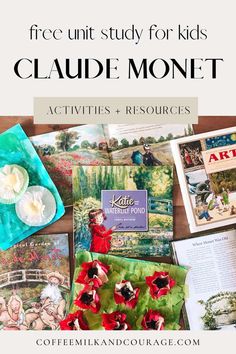 Claude Monet Unit Study Art Unit Study, Artist Study For Kids, Claude Monet Art Projects For Kids, Colorful Books, Morning Basket, Charlotte Mason Homeschool, Artist Study, Claude Monet Art