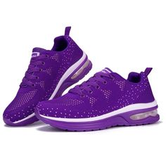 Sole Material Rubber Outer Material Knit Tennis Fabric Air Cushion Shoes:It Can Reduce Shock When Moving And Also Provide Additional Absorption And Support. Breathable Knitted Upper: Lightweight And Comfortable And Moisture-Wicking. Breathable Running Shoes For Jogging With Flat Heel, Non-slip Running Shoes For Jogging, Casual Mesh Sneakers With Flat Heel, Purple Sporty Sneakers, Sporty Purple Sneakers, Purple Breathable Mesh Running Shoes, Casual Purple Mesh Running Shoes, Purple Breathable Lace-up Sneakers, Purple Mesh Running Shoes With Round Toe