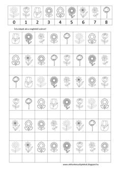 the worksheet is filled with flowers to learn how to draw and color them