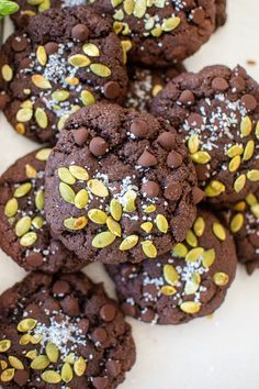 chocolate cookies with pistachios and sea salt