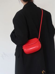 BirdinBag - Compact Neon Red Saddle Bag Trendy Red Shoulder Bag With Large Capacity, Red Rectangular Bag With Large Capacity, Large Capacity Red Rectangular Bag, Large Capacity Red Handheld Box Bag, Trendy Red Bag With Large Capacity, Casual Red Shoulder Box Bag, Trendy Large Capacity Red Bag, Red Baguette Bag With Large Capacity For Daily Use, Red Rectangular Bucket Bag With Large Capacity