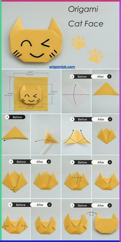 how to make an origami cat face