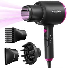 This hairdryer is mainly composed of plastic and metal, and has a compact size and lightweight structure. The hair dryer features an inbuilt negative ion function to tame frizz, while its 1875-watt motor facilitates swift hair drying. The built-in high-density dust screen effectively prevents hair from being sucked in. Additionally, it comes equipped with three attachments to cater to a variety of hairstyles. Size: M.  Color: Black. Best Diffuser For Curly Hair, Blow Dryer For Curly Hair, Diffuser For Curly Hair, Diffuser Hair Dryer, Blow Dryer With Diffuser, Diffuser Hair, Blow Dryer Diffuser, Rich Mom, Lightweight Structure